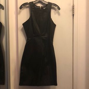 Sexy pleather dress with open low back